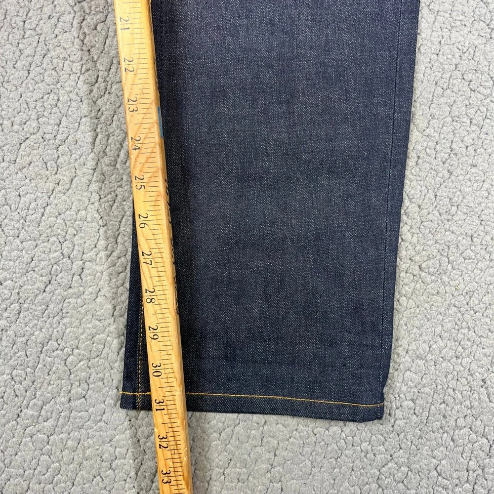 Gustin Mens Raw Selvedge Denim Jeans Indigo Blue Button Fly Straight Leg Size 30